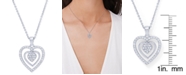 Macy's Diamond Triple Heart Pendant Necklace (1/4 ct. t.w.) in Sterling Silver